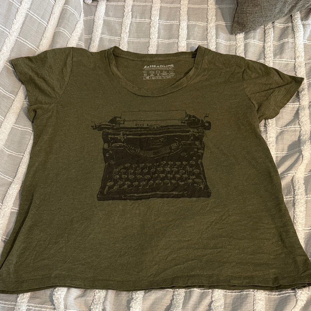 Olive Green Headline Graphic Tee